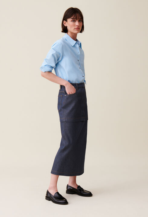 Jupe denim zippée modulable