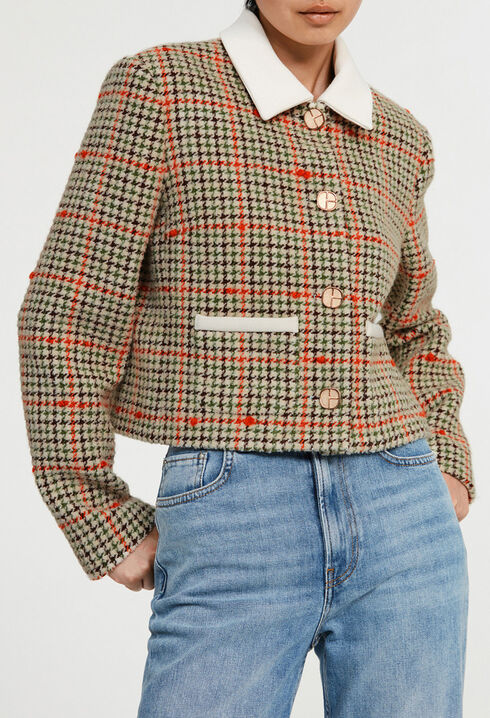 Karierte Jacke mit Hahnentrittmuster