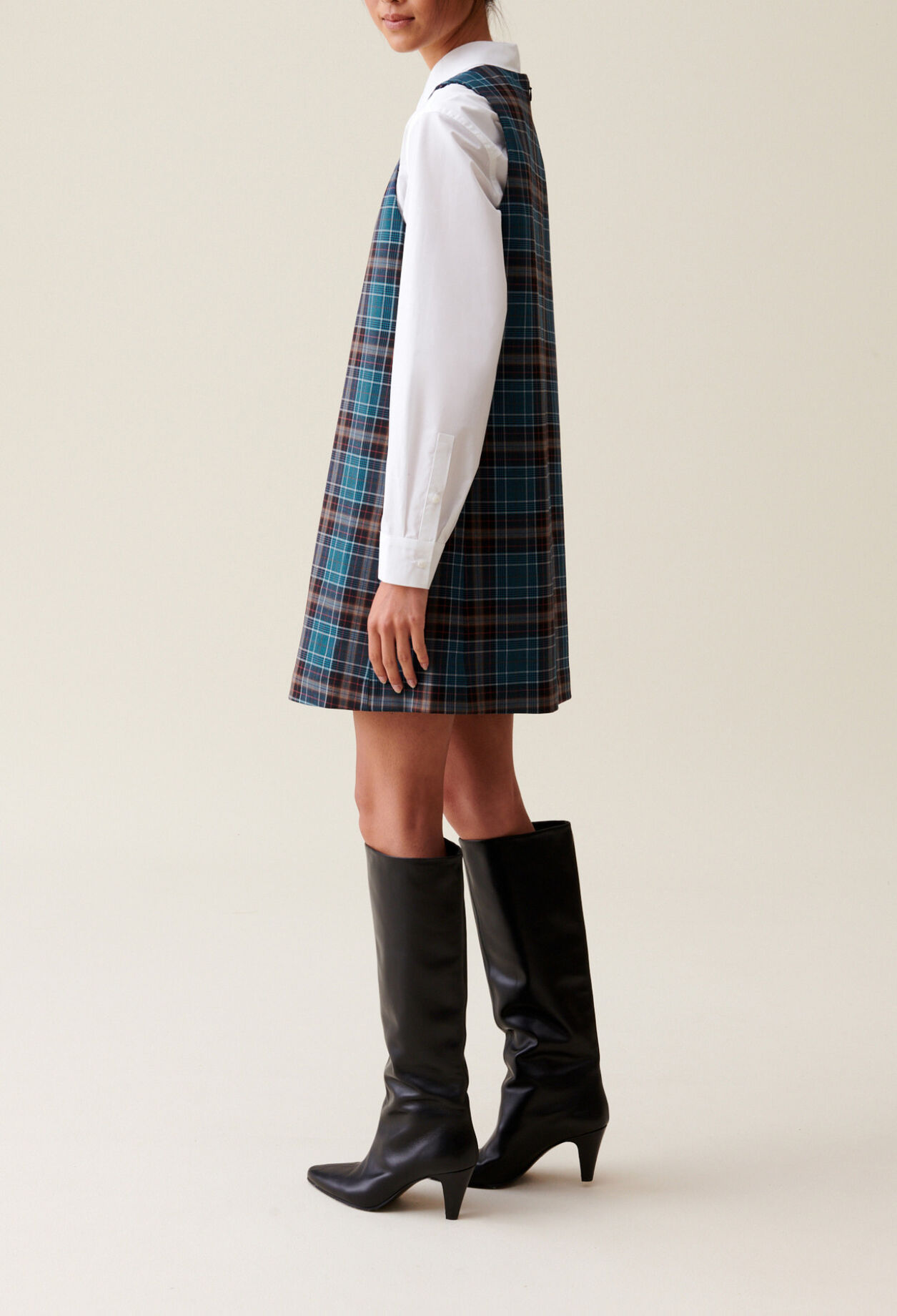 Sleeveless checked mini dress