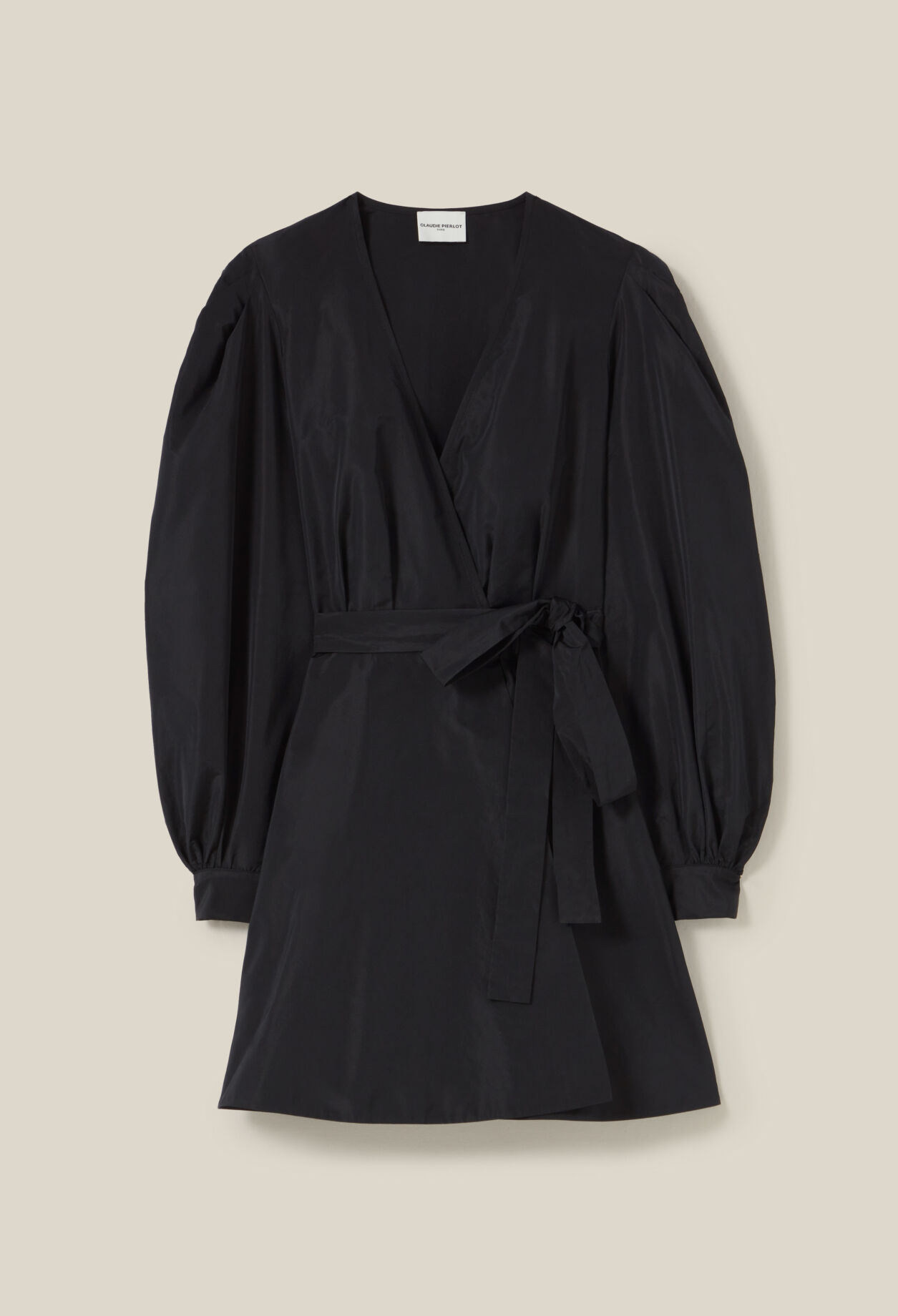 Kurzes Kleid Puffärmeln in Schwarz