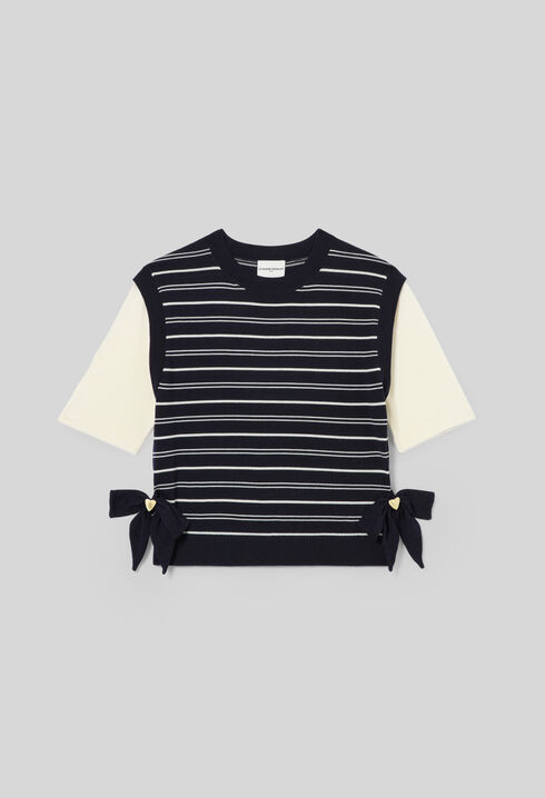 Pull maille ray&eacute; c&oelig;ur
