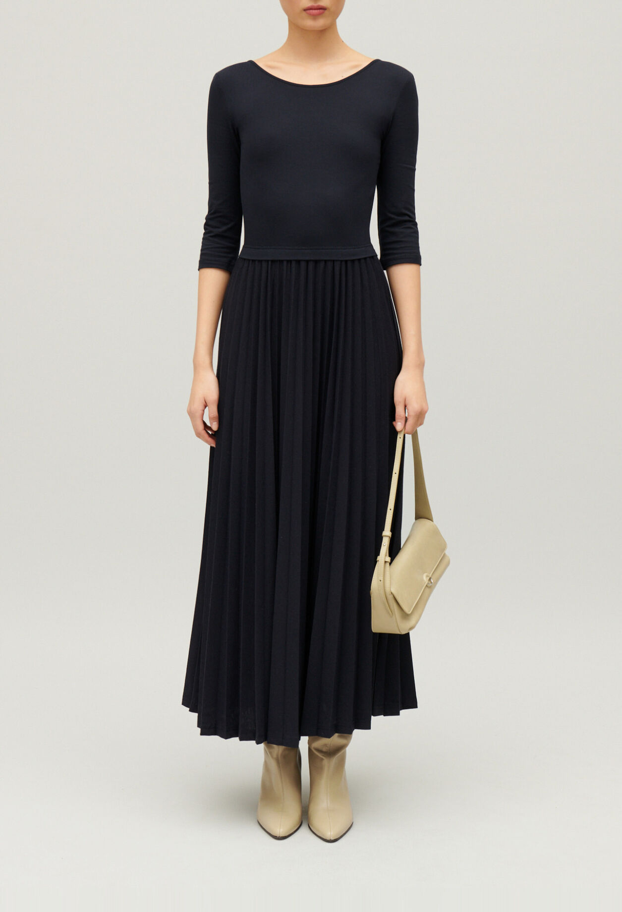 Robe Twist longue pliss&eacute;e bicolore