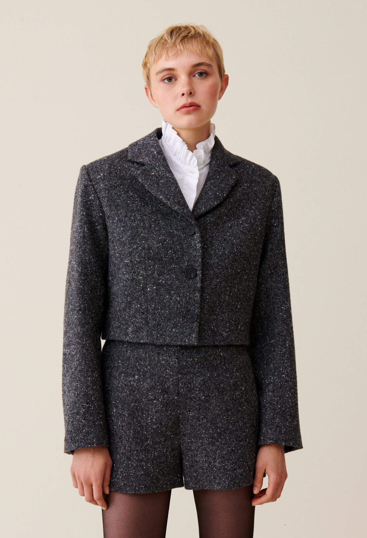Graue Tweedjacke aus Wollmischung