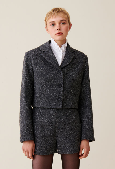 Graue Tweedjacke aus Wollmischung