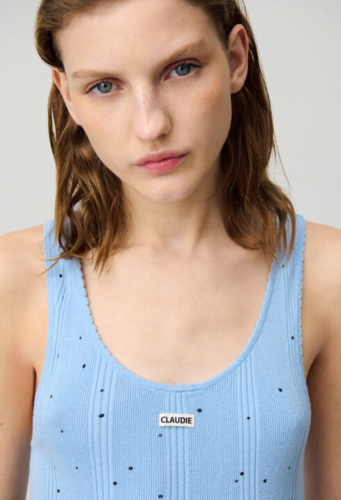 Débardeur maille fine pois