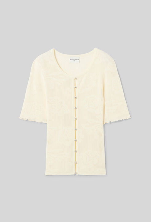 Cardigan maille fleurs