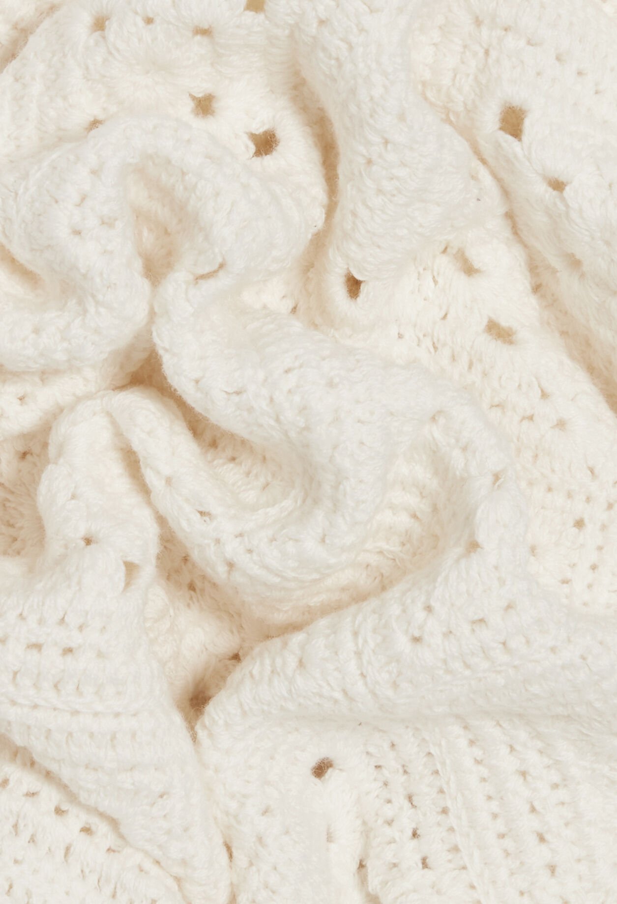 Ecru openwork cotton mini dress