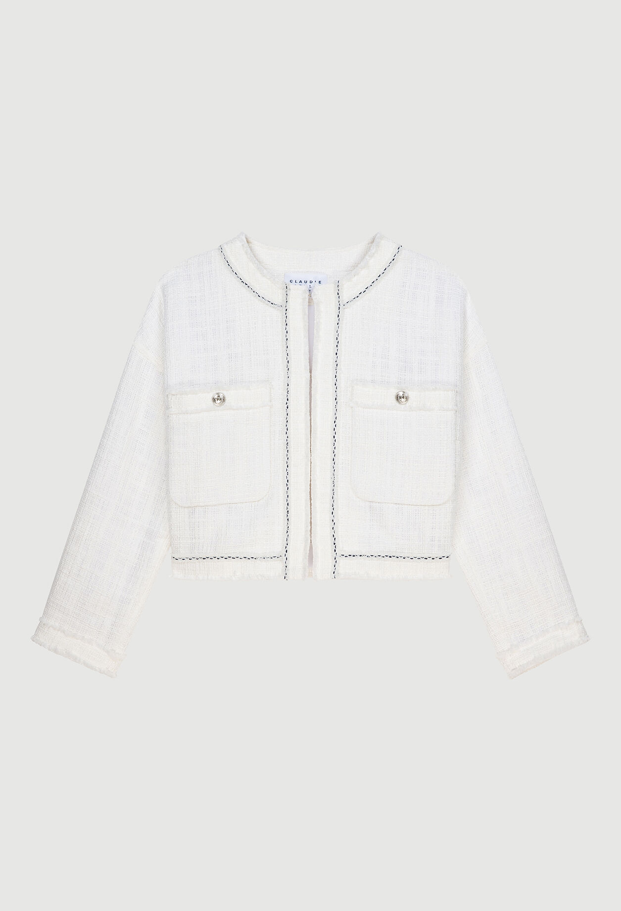 Veste courte blanche façon tweed