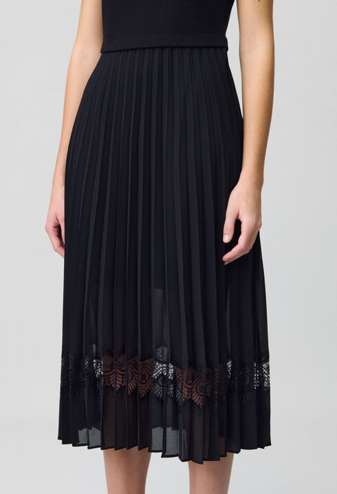 Twist black bi-material midi dress 