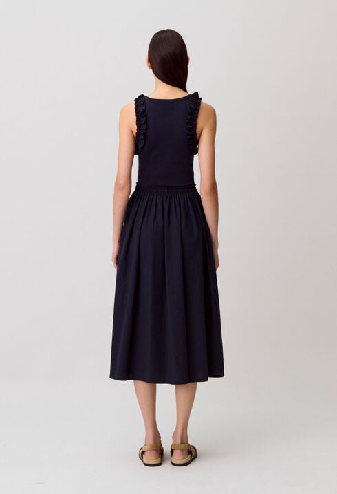 Bi-material cotton dress