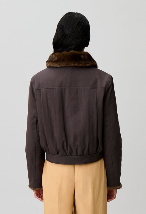 Short reversible nylon parka