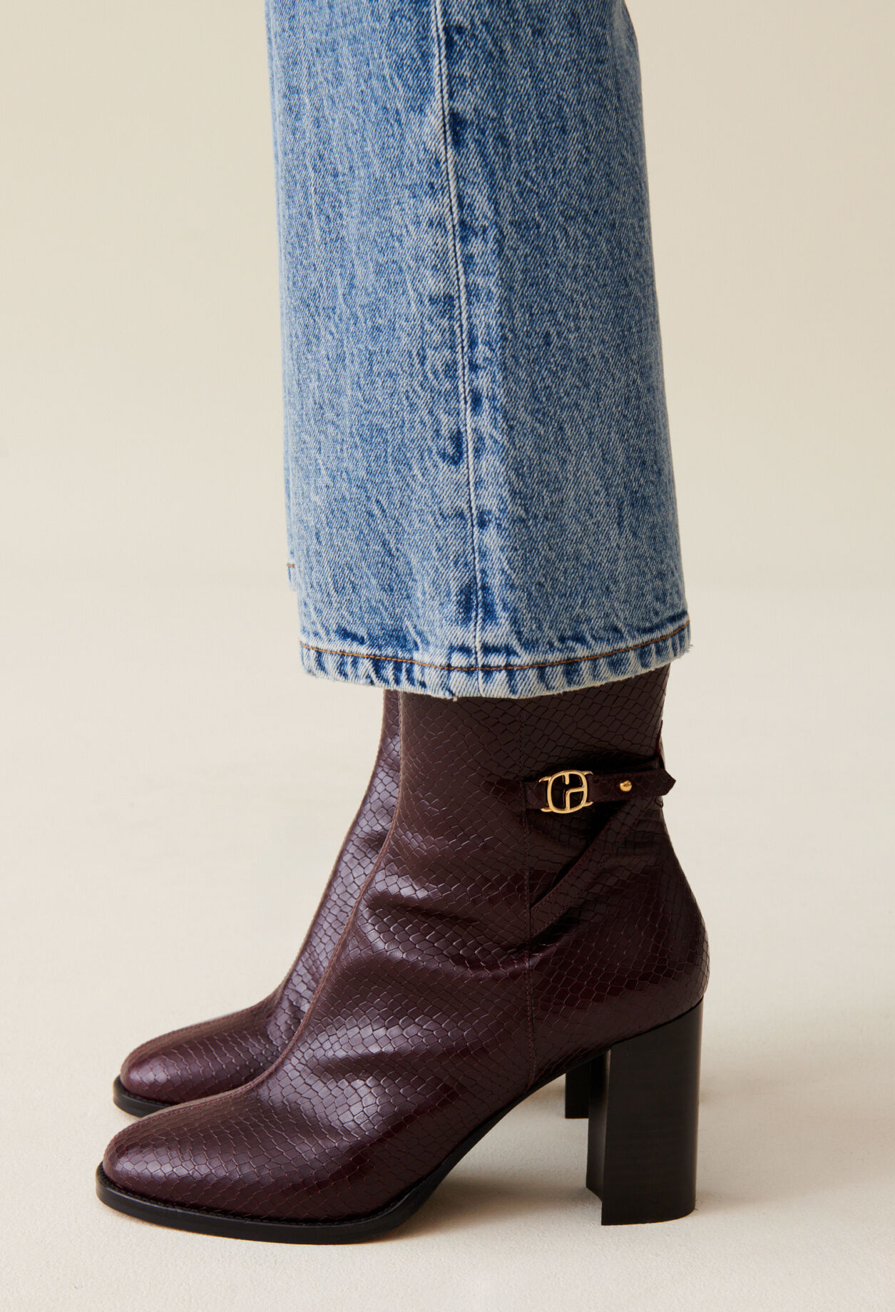 Bottines effet serpent cuir vernis