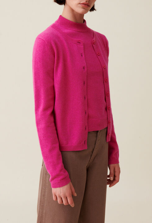 Cardigan laine boutonn&eacute; broderie CP