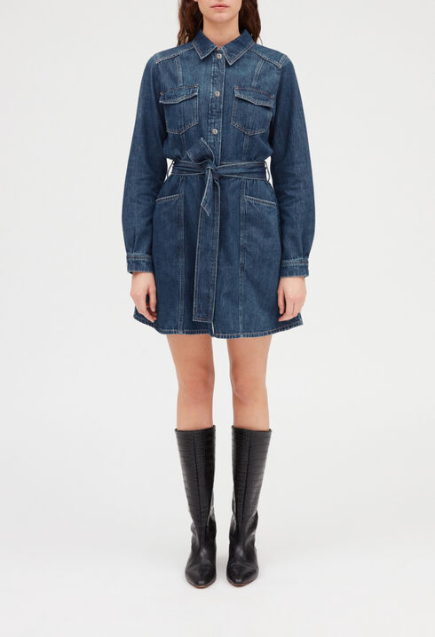 Robe courte denim mid-blue