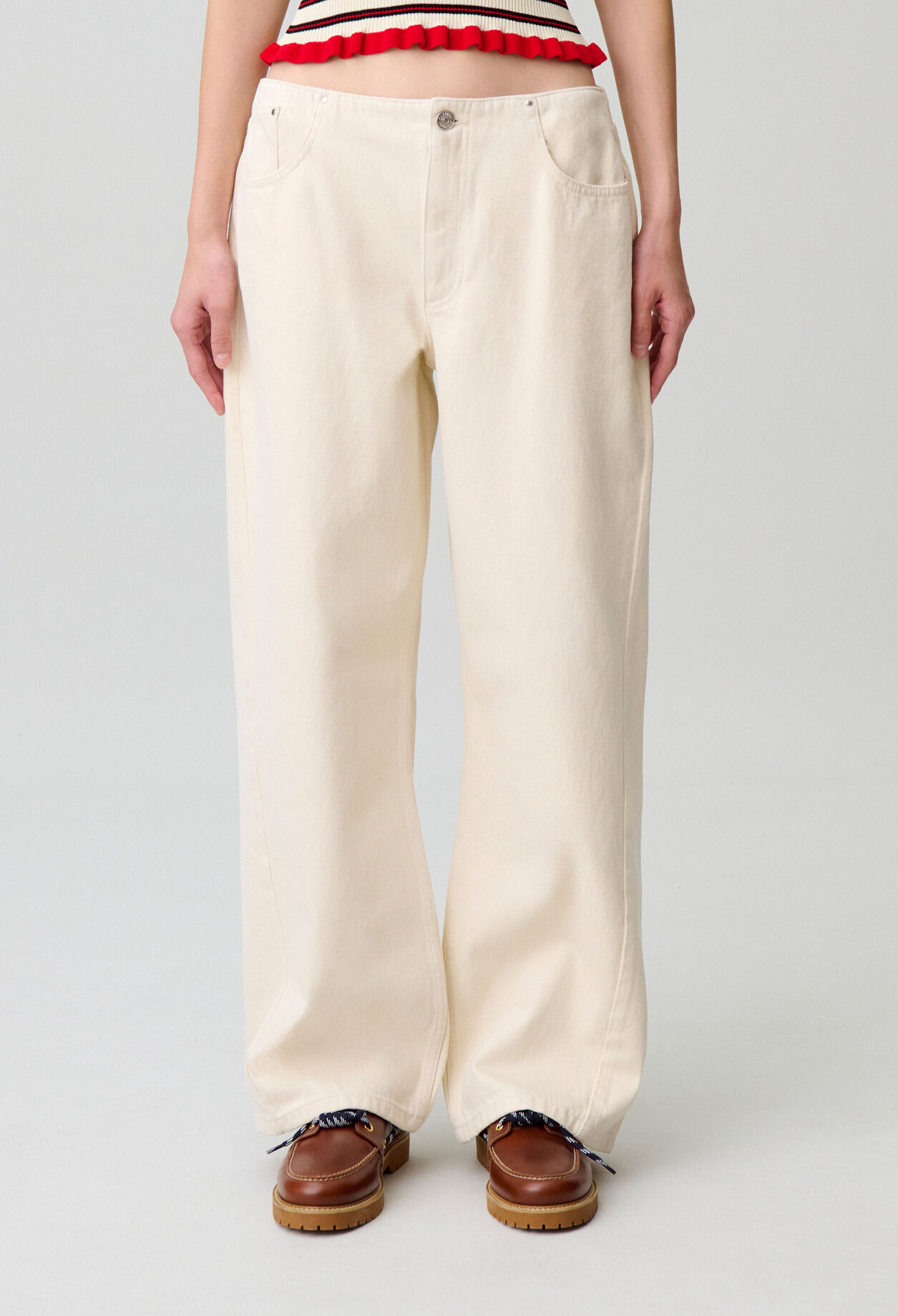 Denim-Jeans aus Baumwolle, Ecru