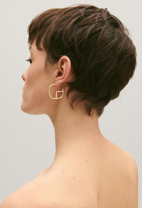 Golden brass CP hoop earrings