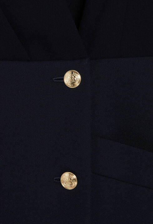 Kurzes Kleid aus Bimaterial, marineblau