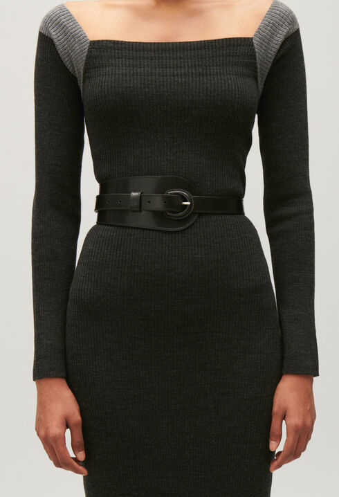 Black leather belt