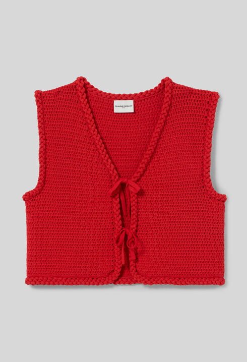 Sleeveless crochet cardigan