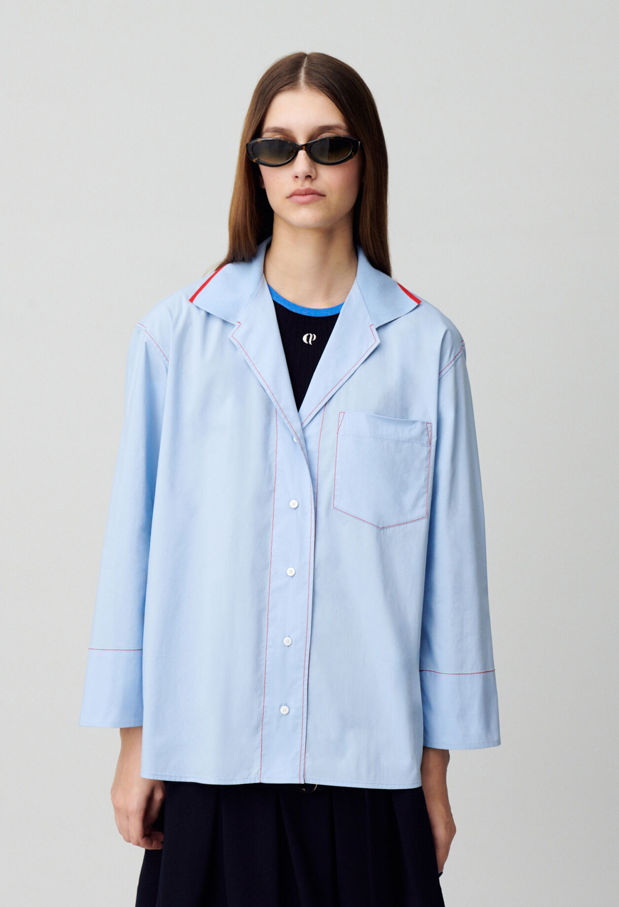 Kontrastierte Oversize-Bluse