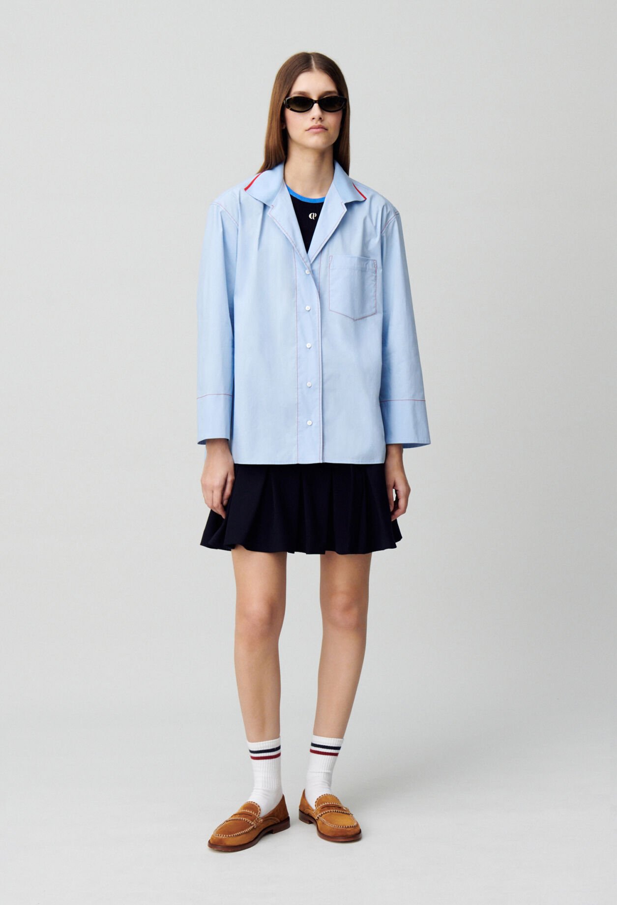 Kontrastierte Oversize-Bluse