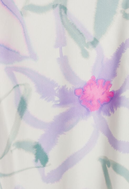 Langes, satiniertes Kleid mit Printmotiv