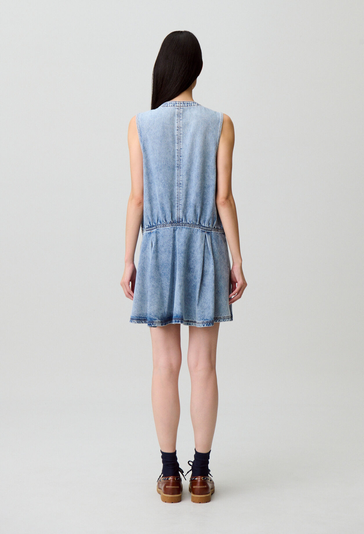 Washed flared denim dress