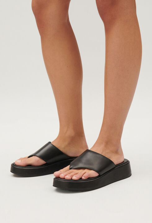 Black leather sandals