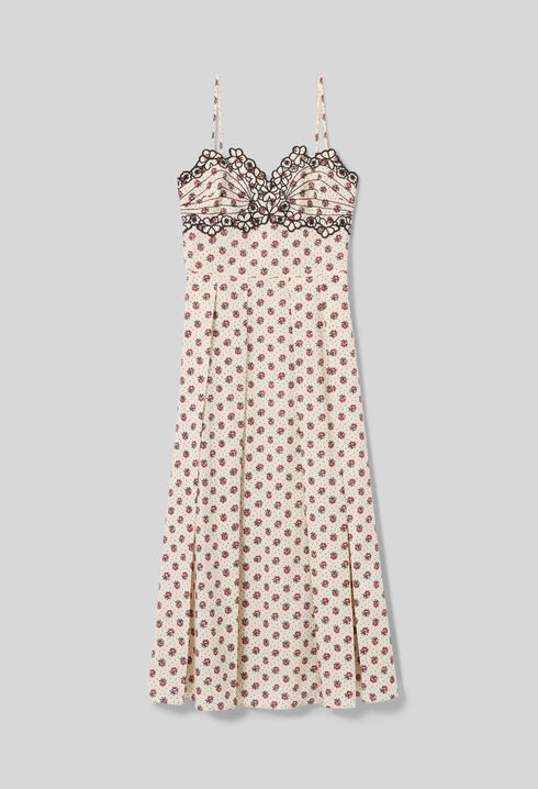 Robe coton imprim&eacute;e broderies