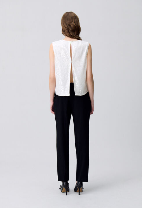 Off-white sequinned sleeveless top
