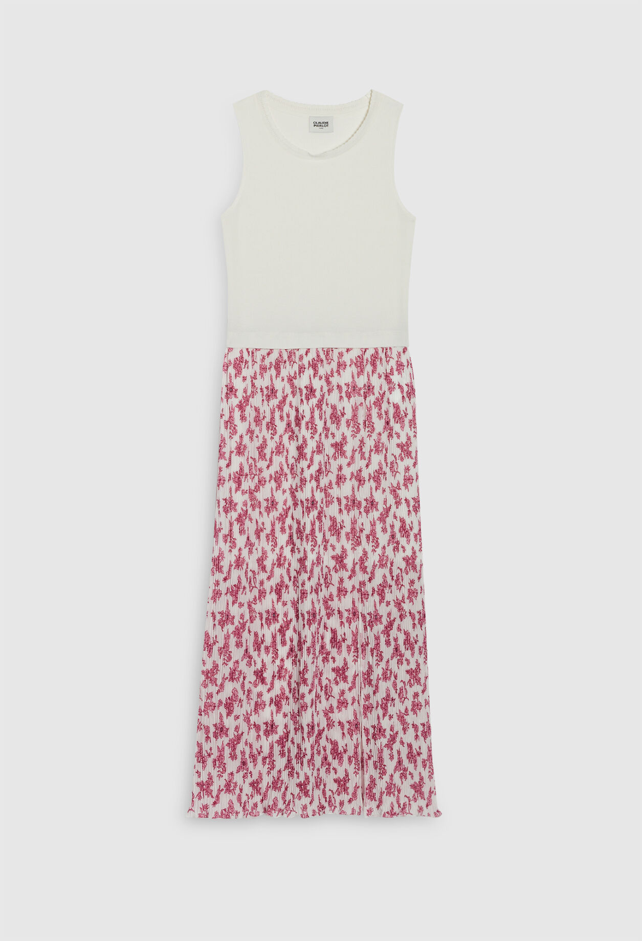 Robe bi-matière plissée