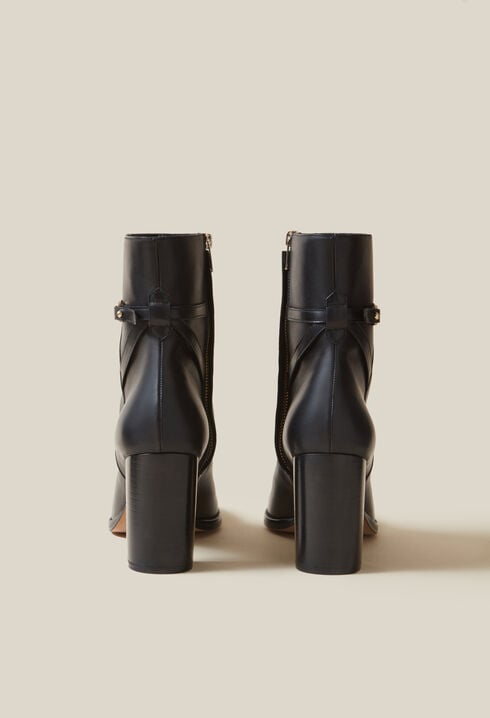 Patent leather heeled ankle boots