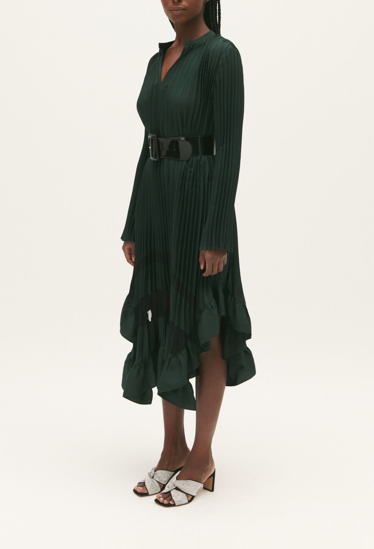 Pleated midi-length dress
