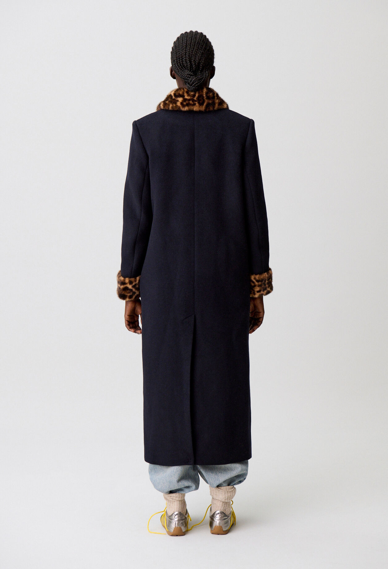 Langer Wollmantel Leopardenmuster