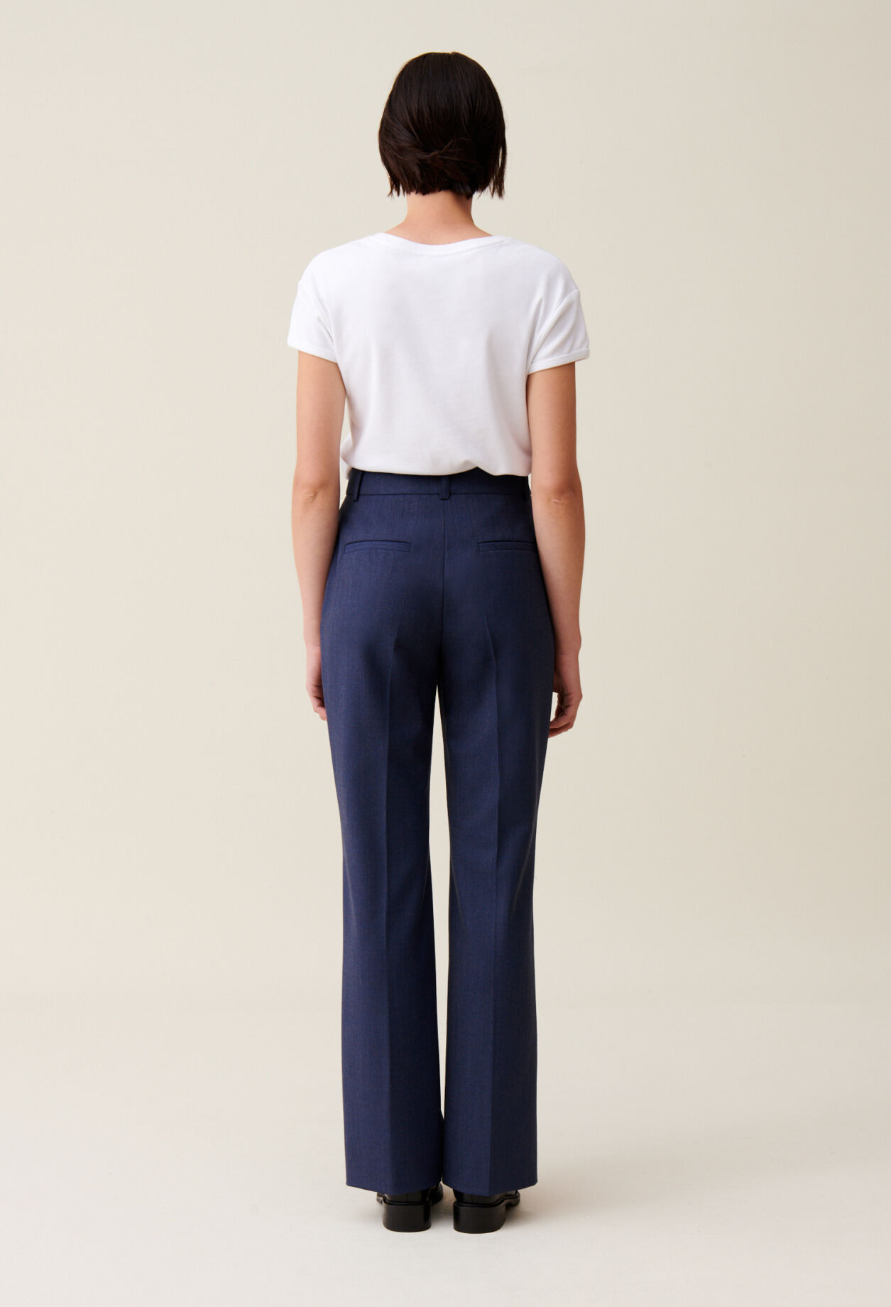 Navy wool suit trousers