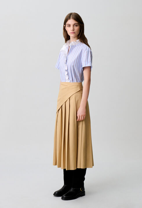 Chemise popeline ray&eacute;e volants