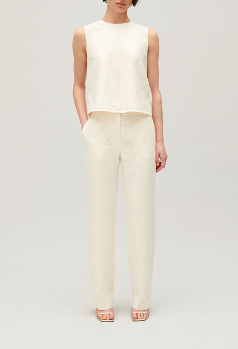 Ecru sequinned trousers