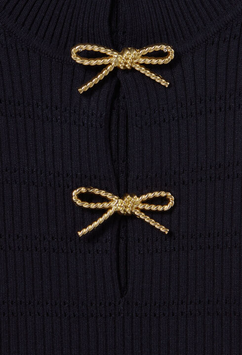 Langes Feinstrick-Kleid, Schleifen