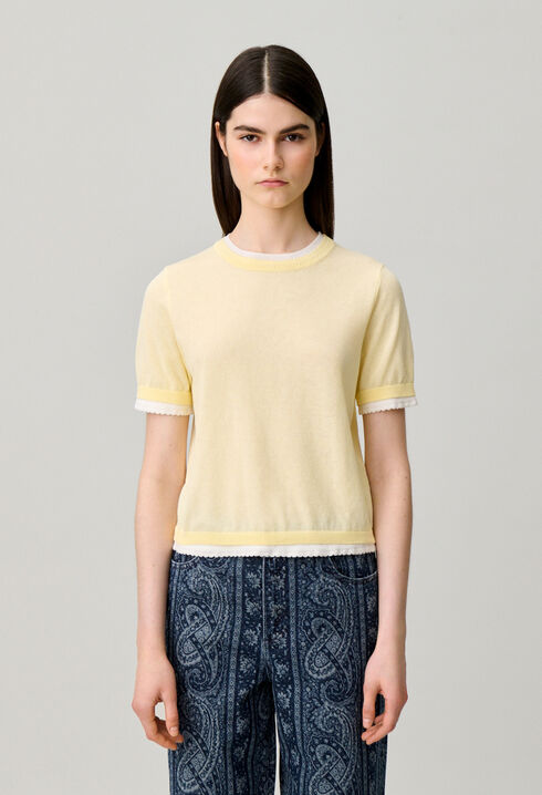 Contrast knit jumper