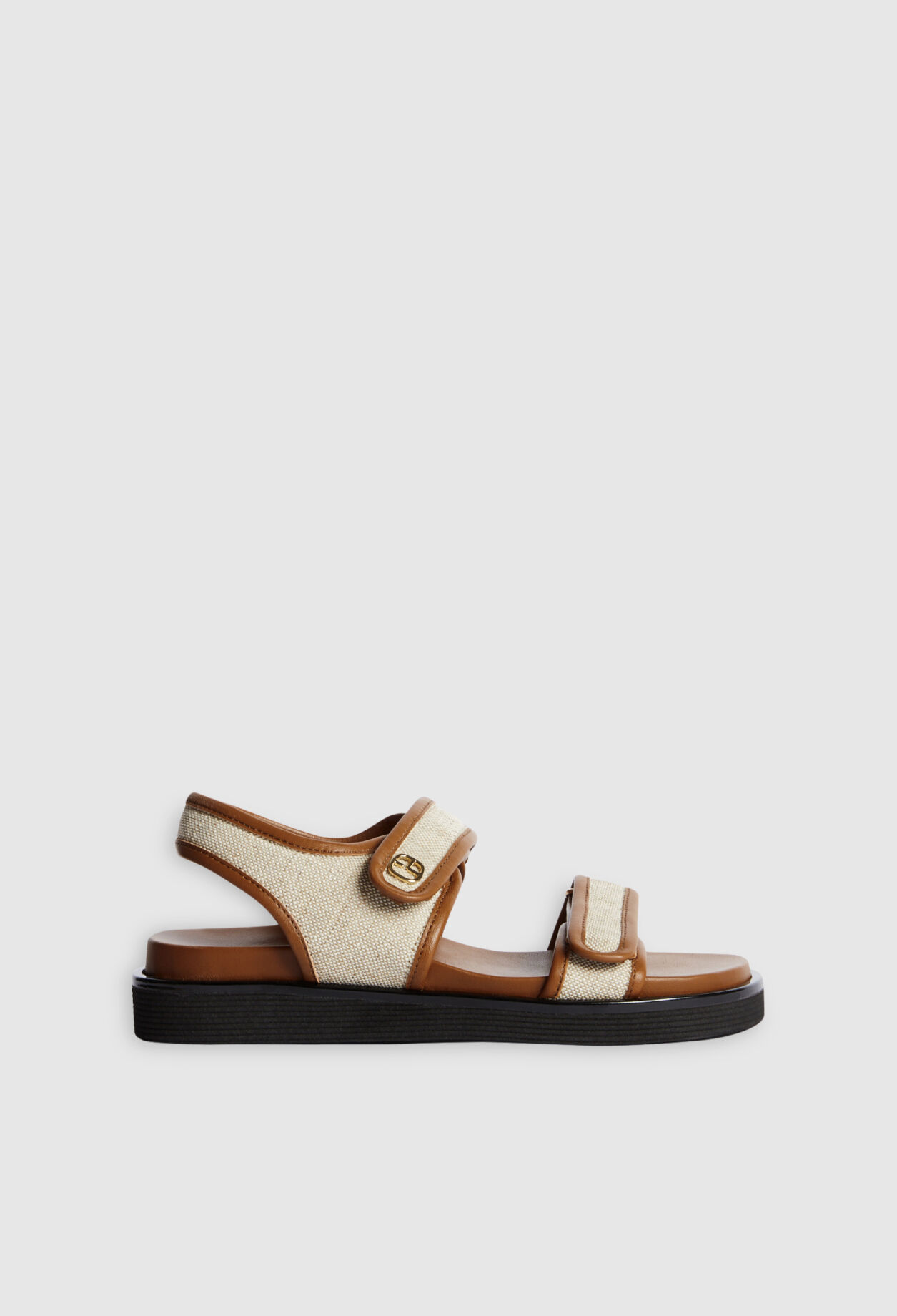 Sandales cuir et toile beige pour femme Claudie Pierlot