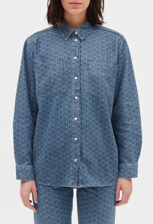 Chemise jean monogramme bleu