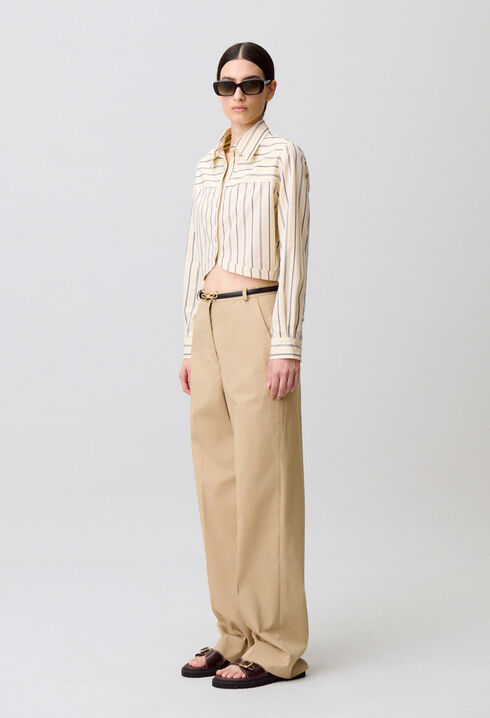 Chemise ray&eacute;e popeline