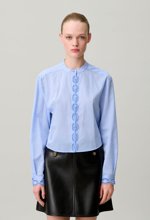 Striped poplin shirt