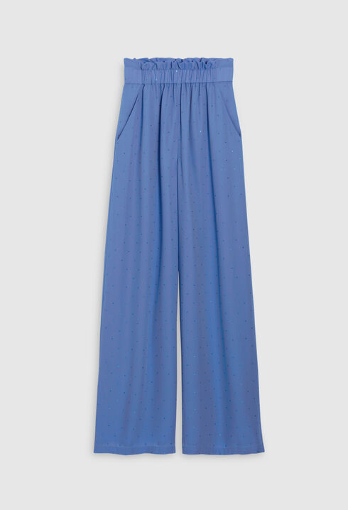 Pantalon strassé bleu ciel