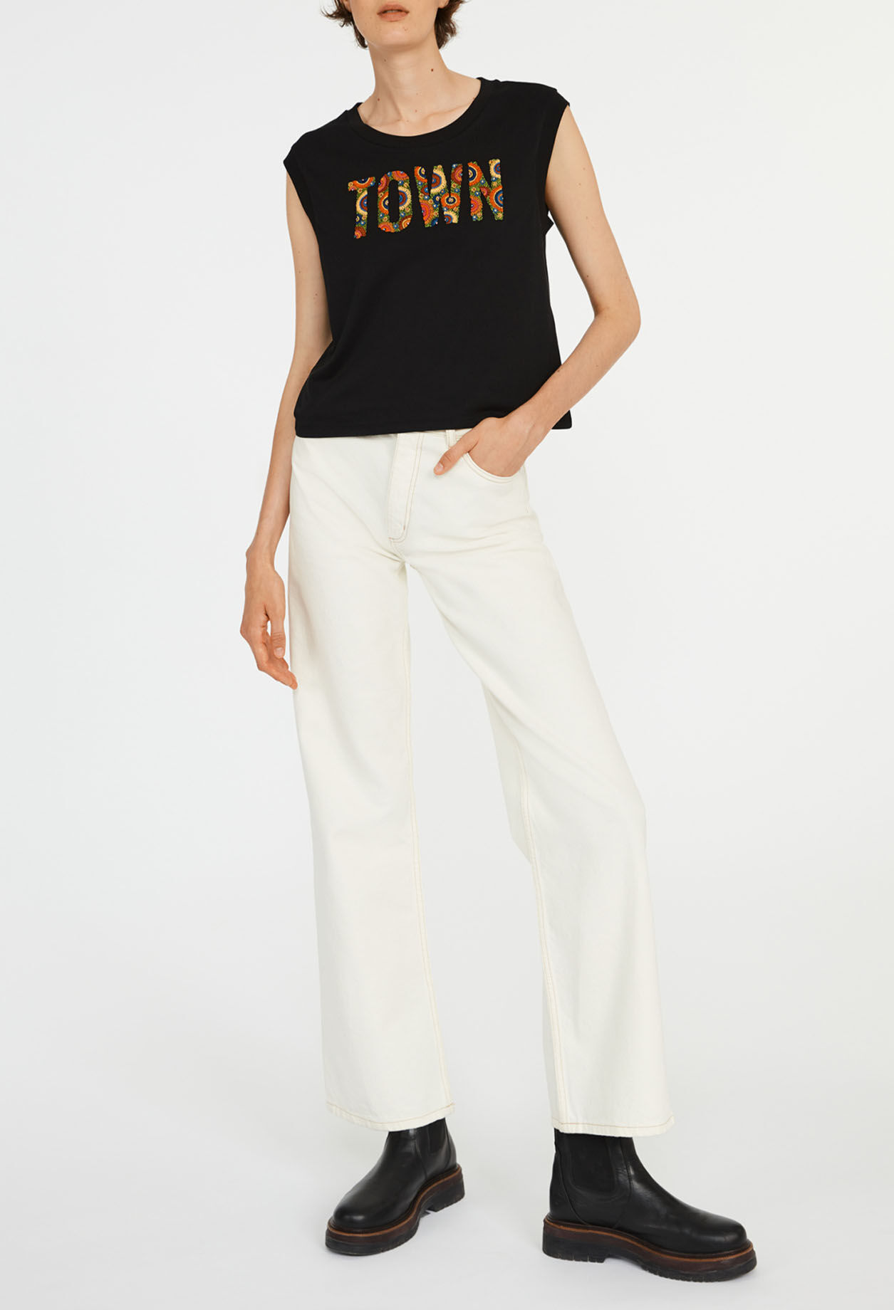 T-shirt brodé en coton