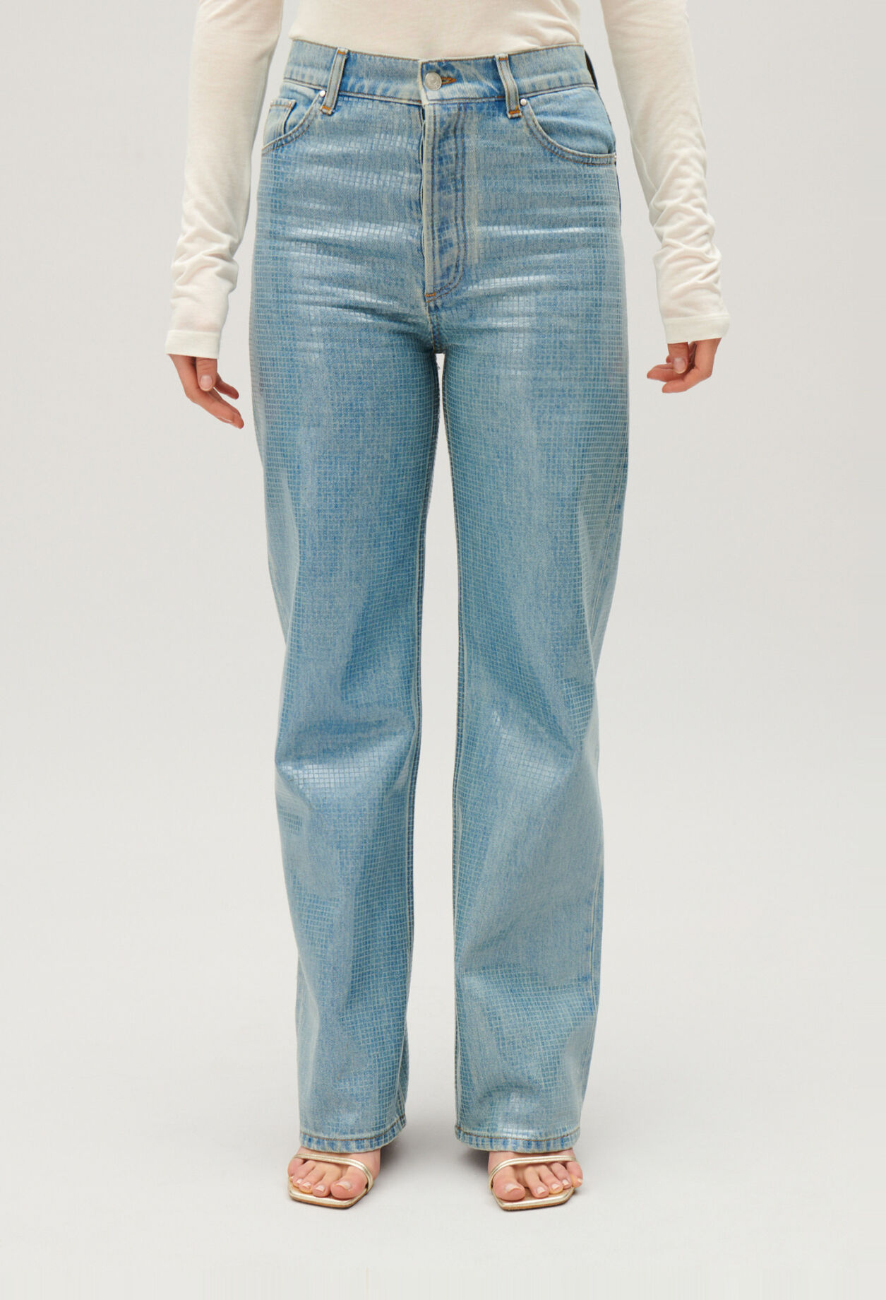Straight blue glitter Claude jeans