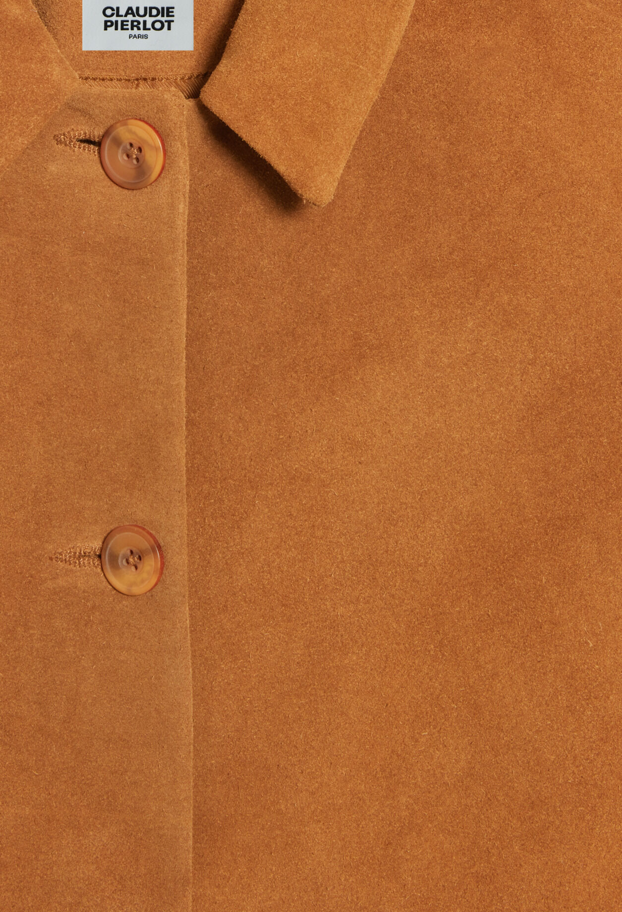 Dark beige straight suede leather coat