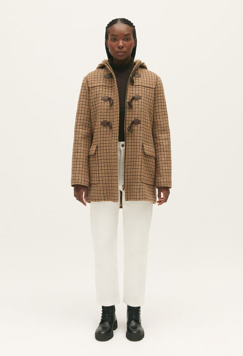 Beige wool-blend duffle coat