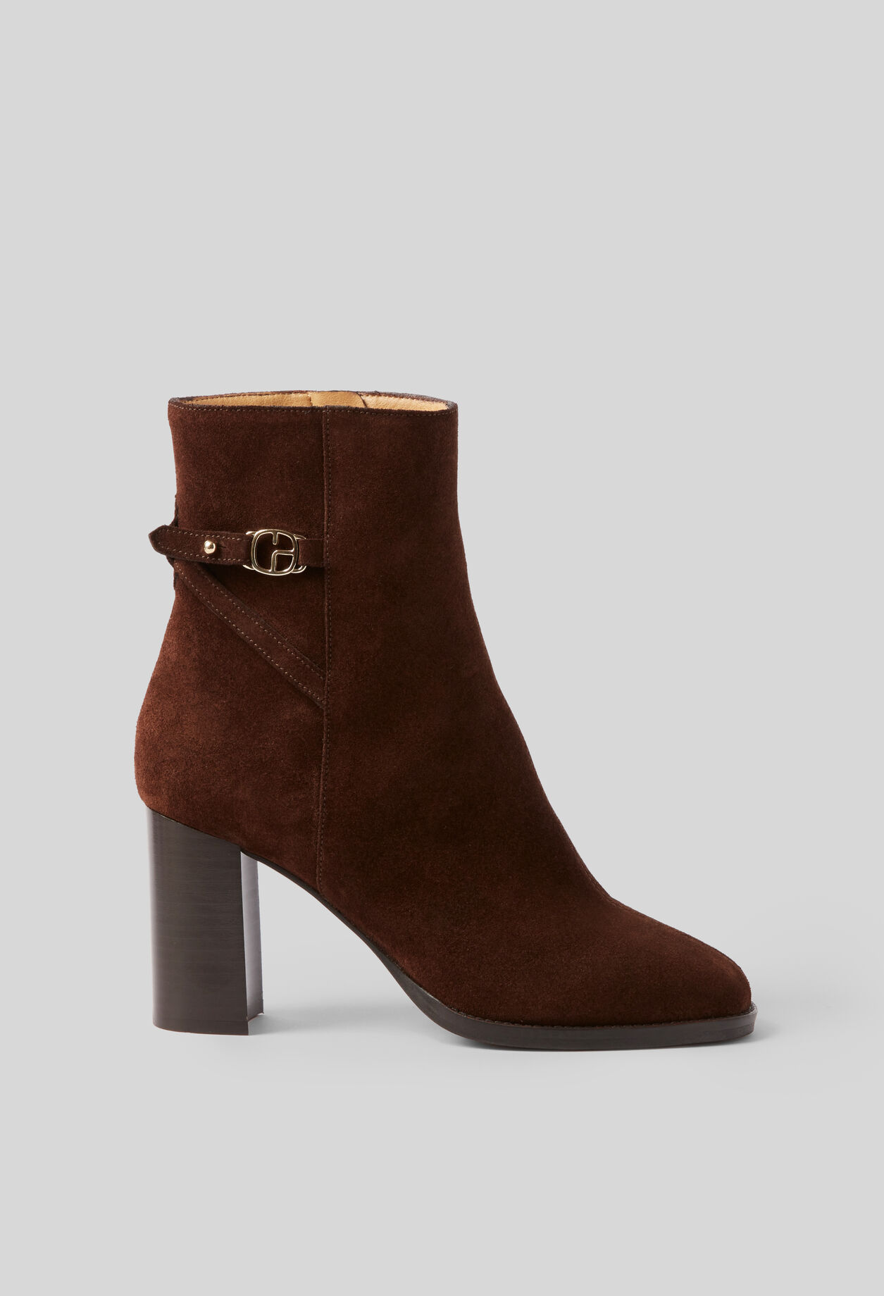 Bottines &agrave; talons cuir su&egrave;de