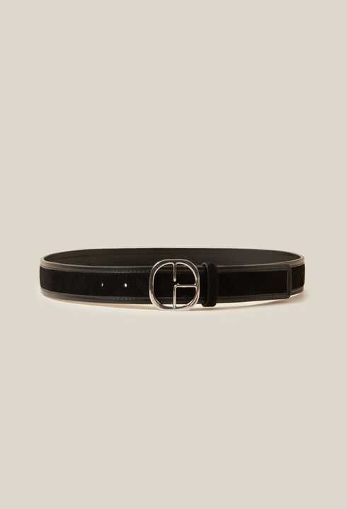 Black suede leather belt 